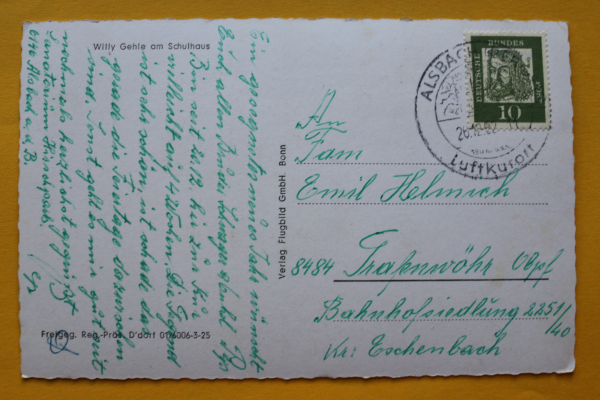 AK Alsbach an der Bergstrasse / 1952 / Luftbild / Willy Gehle am Schulhaus